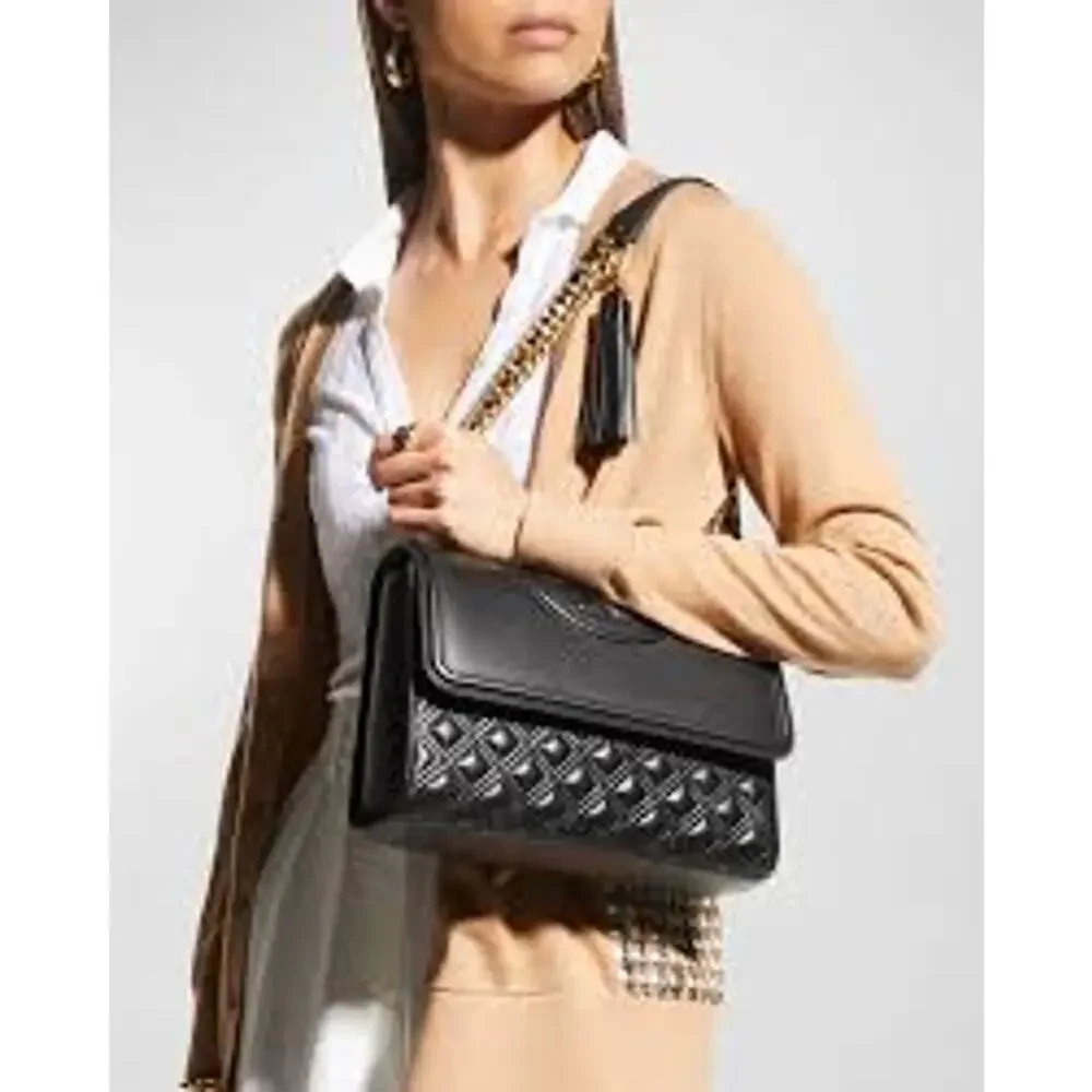 TORY BURCH Fleming Convertible Bag Purse Black PRE-OWNED with Wear